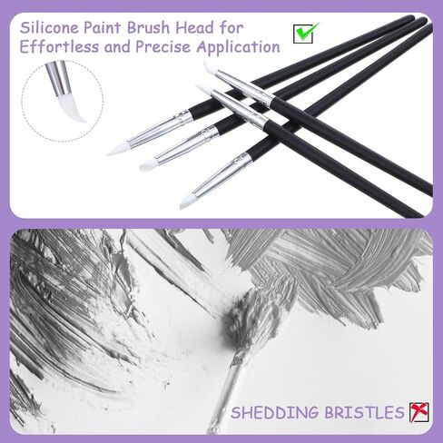 JIEYAO 15 Pack Silicone Paint Brushes for Crafts, 5 Shapes Rubber Clay Sculpting Tools Silicon Color Shapers Brush for Pottery Nail Art Acrylic Painting DIY Handicrafts in Saudi Arabia