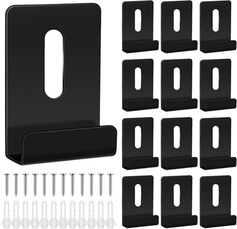 12 PCS Metal Mirror Clips حامل قناة واسعة الحامل مرآة المرآة بدون إطار صعود الأجهزة Hooks شماعات العمل الثقيلة مع المسمار لتصاعد الجدار شاشة Billboard (أسود) in Kuwait