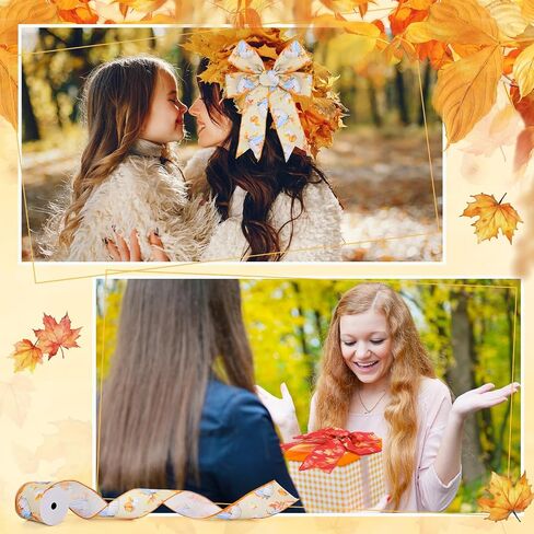 Blosssound Fall Ribbon Wired 2.5 inch × 30 ياردة الخيش الخريف أوراق القرع اليقطين بوفالو بلايد أشرطة سلكية ذات حدين مجموعة 5 لفة لخريف الحفلات الحفل الزهور القوس (البرتقالي ، الحصاد) in Saudi Arabia