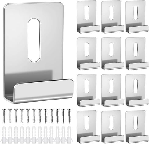 12 Pcs Metal Mirror Clips Holder Wide Channel Mirror Holder Frameless Mounting Hardware Hooks Heavy Duty Hangers Retainer Clip with Screw for Wall Mounting Frameless Billboard Display(Black) in Saudi Arabia