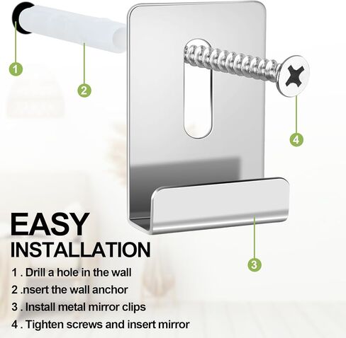 12 Pcs Metal Mirror Clips Holder Wide Channel Mirror Holder Frameless Mounting Hardware Hooks Heavy Duty Hangers Retainer Clip with Screw for Wall Mounting Frameless Billboard Display(Black) in Saudi Arabia