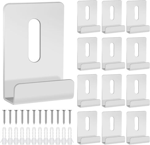 12 PCS Metal Mirror Clips حامل قناة واسعة الحامل مرآة المرآة بدون إطار صعود الأجهزة Hooks شماعات العمل الثقيلة مع المسمار لتصاعد الجدار شاشة Billboard (أسود) in Kuwait