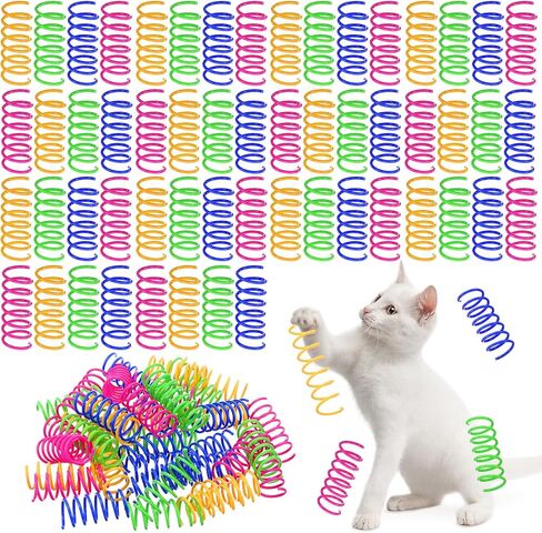 300 Pcs Cat Spring Toy Cat Spiral Toys Interactive for Indoor Colorful Plastic Springs Coil for Kitten Hunting Swatting Biting in Saudi Arabia
