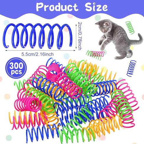 300 Pcs Cat Spring Toy Cat Spiral Toys Interactive for Indoor Colorful Plastic Springs Coil for Kitten Hunting Swatting Biting in Saudi Arabia