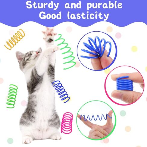 300 Pcs Cat Spring Toy Cat Spiral Toys Interactive for Indoor Colorful Plastic Springs Coil for Kitten Hunting Swatting Biting in Saudi Arabia