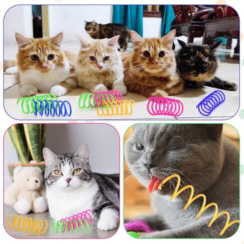 300 Pcs Cat Spring Toy Cat Spiral Toys Interactive for Indoor Colorful Plastic Springs Coil for Kitten Hunting Swatting Biting in Saudi Arabia
