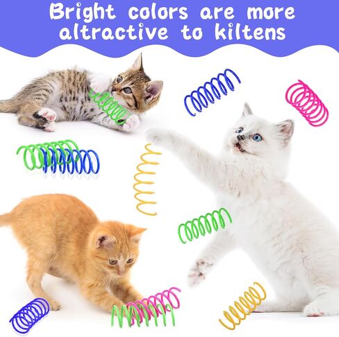 300 Pcs Cat Spring Toy Cat Spiral Toys Interactive for Indoor Colorful Plastic Springs Coil for Kitten Hunting Swatting Biting in Saudi Arabia
