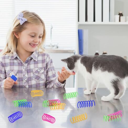 300 Pcs Cat Spring Toy Cat Spiral Toys Interactive for Indoor Colorful Plastic Springs Coil for Kitten Hunting Swatting Biting in Saudi Arabia