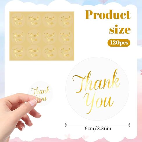 120pcs حلو الشكر ، شكر ملصقات ، 2 بوصة 2 بوصة الذهب غلاف الذهب غلافية مقاومة للماء الملصقات ذاتية اللصق مستديرة ملصقات الهدايا لتغليف الأظرف مربعات الأكياس in Saudi Arabia
