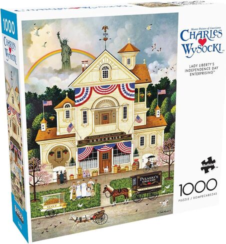Buffalo Games - Charles Wysocki - يوم استقلال Lady Liberty - 1000 قطعة - لغز صعب مثالي لليالي اللعبة in Saudi Arabia