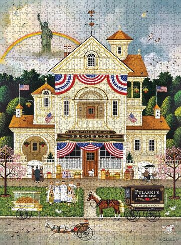 Buffalo Games - Charles Wysocki - يوم استقلال Lady Liberty - 1000 قطعة - لغز صعب مثالي لليالي اللعبة in Saudi Arabia