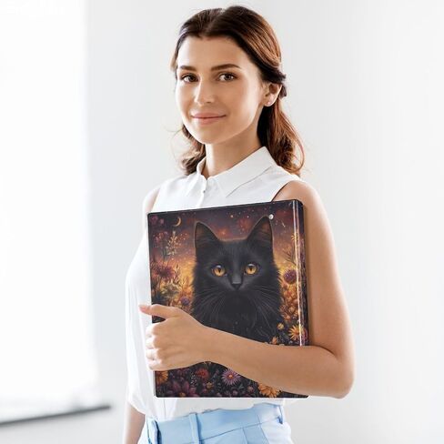 Black Cat Cute 3 Ring Binders 1.5 Inch Round Rings Decorative Binder with Clipboard PVC Pockets Fit 8.5 x 11 Inch Paper for School Office 1 Pack in Saudi Arabia