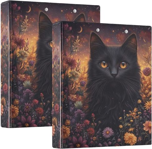 Black Cat Cute 3 Ring Binders 1.5 Inch Round Rings Decorative Binder with Clipboard PVC Pockets Fit 8.5 x 11 Inch Paper for School Office 1 Pack in Saudi Arabia