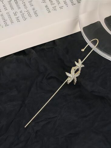 Fanquility Vintage Ear Wrap Crawler Hook Earrings Crystal Long Piercing Star-Shape Lightning Bolt Exaggerate Wrap Climber Earrings Gold Silver Cz Ear Cuff Earrings for Women and Girls in Saudi Arabia