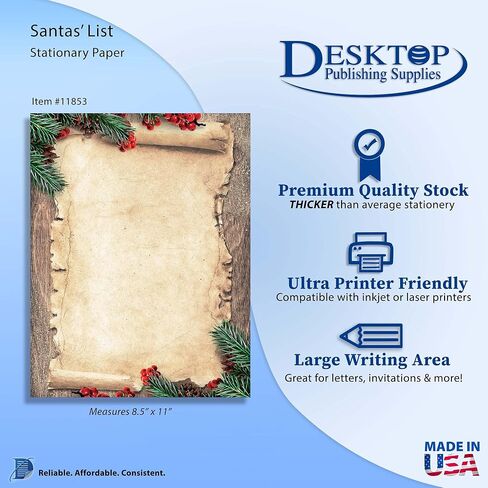 Naughty or Nice Christmas Stationery Paper - 50 Sheets of Letterhead for Winter & Holiday Events in Saudi Arabia