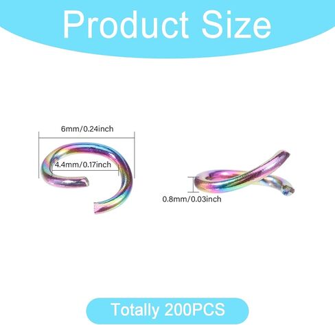 CHGCRAFT 200Pcs Stainless Steel Jump Rings 6mm Rainbow Color 304 Plating Open Jump Rings for Necklace Bracelet Earrings Making, 20 Gauge in Saudi Arabia