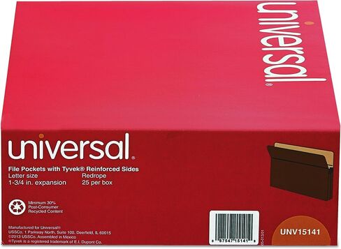 Universal UNV15141 1-3/4 in. علامات التبويب مباشرة توسيع جيوب الملفات - رسالة ، redrope/manila (25/box) in Saudi Arabia