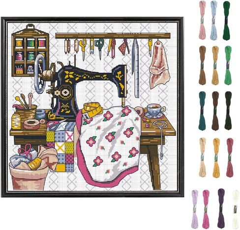FreeBloss Cross Stitch Wall Hanging Kit Stamped Embroidery Starter Kits Stitches Printed Stitches Kit مع تعليمات للمبتدئين عبر غرزة غرفة خياطة الهدايا المصنوعة يدويًا in Saudi Arabia