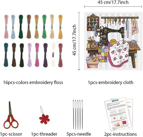 FreeBloss Cross Stitch Wall Hanging Kit Stamped Embroidery Starter Kits Stitches Printed Stitches Kit مع تعليمات للمبتدئين عبر غرزة غرفة خياطة الهدايا المصنوعة يدويًا in Saudi Arabia