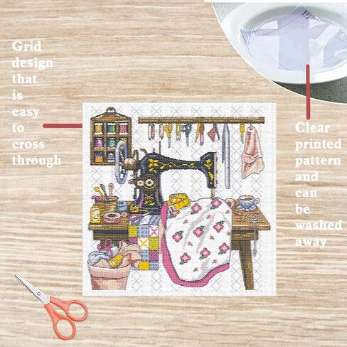 FreeBloss Cross Stitch Wall Hanging Kit Stamped Embroidery Starter Kits Stitches Printed Stitches Kit مع تعليمات للمبتدئين عبر غرزة غرفة خياطة الهدايا المصنوعة يدويًا in Saudi Arabia