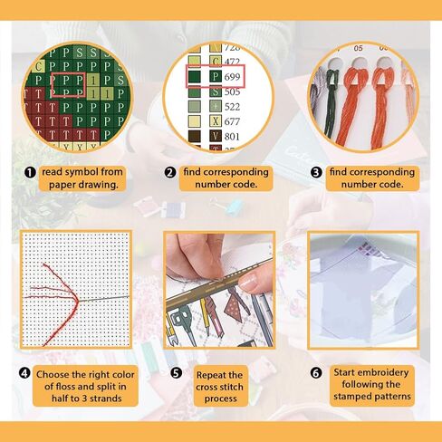 FreeBloss Cross Stitch Wall Hanging Kit Stamped Embroidery Starter Kits Stitches Printed Stitches Kit مع تعليمات للمبتدئين عبر غرزة غرفة خياطة الهدايا المصنوعة يدويًا in Saudi Arabia