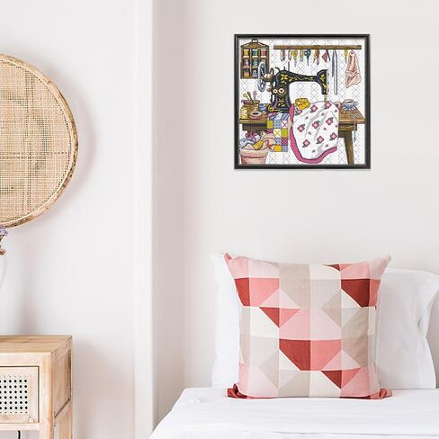 FreeBloss Cross Stitch Wall Hanging Kit Stamped Embroidery Starter Kits Stitches Printed Stitches Kit مع تعليمات للمبتدئين عبر غرزة غرفة خياطة الهدايا المصنوعة يدويًا in Saudi Arabia