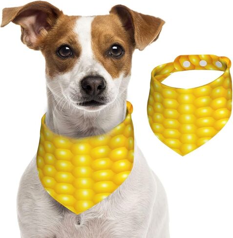Fresh Ripe Corn Cobs Pattern Dog Scarf Bandana, Triangle Bibs Cats Dog Costume Accessories Decor for Pet in Kuwait