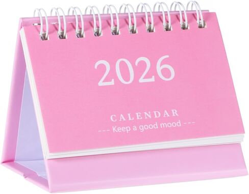 Small Calendar 2025-2026, Pink Mini Desk Calendar Standing Flip Form July 2025 to December 2026, 3.7'' ×3.1'' Thick Paper Desk Calendars for Home, School or Office Supplies in Kuwait