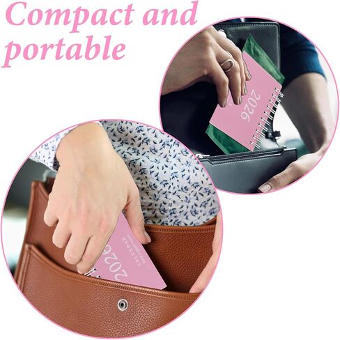 Small Calendar 2025-2026, Pink Mini Desk Calendar Standing Flip Form July 2025 to December 2026, 3.7'' ×3.1'' Thick Paper Desk Calendars for Home, School or Office Supplies in Kuwait