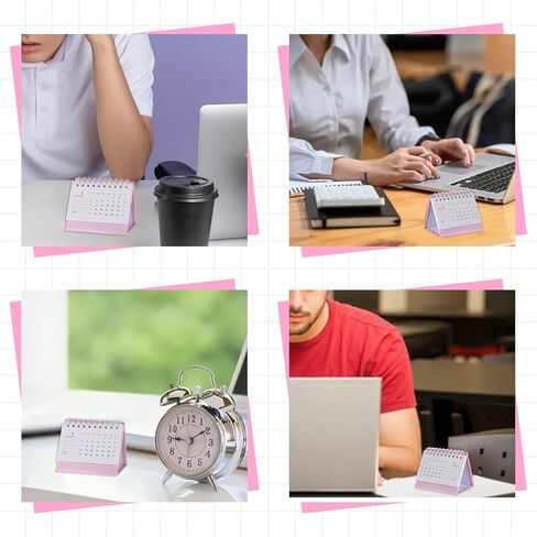 Small Calendar 2025-2026, Pink Mini Desk Calendar Standing Flip Form July 2025 to December 2026, 3.7'' ×3.1'' Thick Paper Desk Calendars for Home, School or Office Supplies in Kuwait