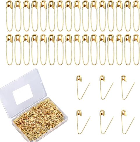300pcs Safety Pins Assorted, 0.91 Inch Small Safety Pins for Clothes Nickel Plated Steel Wire Heavy Duty Basting Pin for Quilting Sewing Arts Crafts Pinning, Home Office Use (Gold) in Saudi Arabia