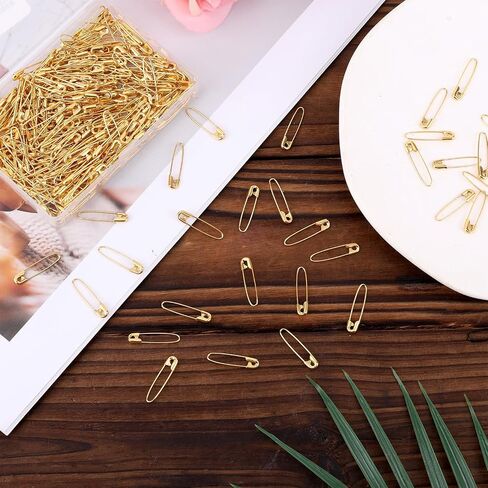 300pcs Safety Pins Assorted, 0.91 Inch Small Safety Pins for Clothes Nickel Plated Steel Wire Heavy Duty Basting Pin for Quilting Sewing Arts Crafts Pinning, Home Office Use (Gold) in Saudi Arabia