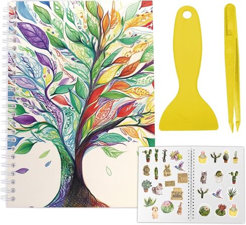 CRASPIRE Reusable Sticker Book Sticker Tree Collecting Book Album A5 Size 40 Sheets Reusable Sticker Organizer Storage Book Sticker Book with Tweezer and Spatula in Saudi Arabia