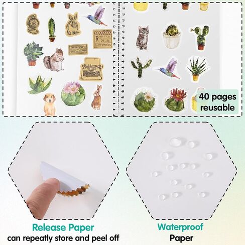 CRASPIRE Reusable Sticker Book Sticker Tree Collecting Book Album A5 Size 40 Sheets Reusable Sticker Organizer Storage Book Sticker Book with Tweezer and Spatula in Saudi Arabia