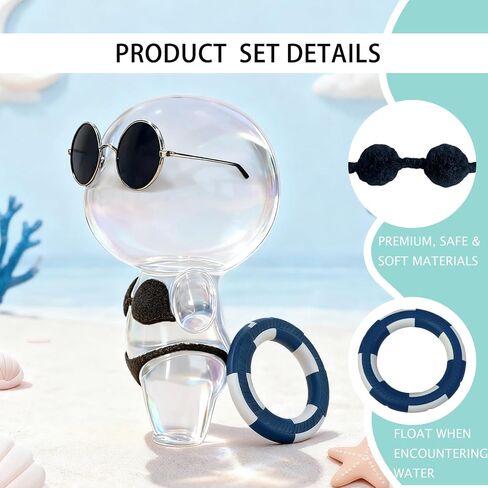 Clothes for Labubu(No Dolls), 2 Sets of Costumes Include 4 Accessories, Black Bikini and Daisy Bikini,Suitable for 6.7 inches (17 cm) Dolls,Pure Handmade Knitted Swimsuit in Kuwait