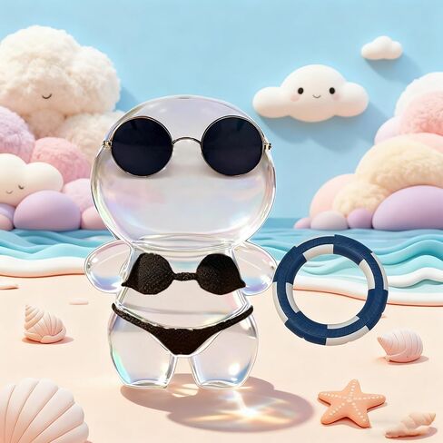 Clothes for Labubu(No Dolls), 2 Sets of Costumes Include 4 Accessories, Black Bikini and Daisy Bikini,Suitable for 6.7 inches (17 cm) Dolls,Pure Handmade Knitted Swimsuit in Kuwait