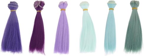 PATIKIL 15CM Doll Hair Wigs, 6 Pcs High Temperature Silk Straight Wig Hair Extension Accessories for Doll Hair Making Kit DIY Handmade, Multicolored in Saudi Arabia