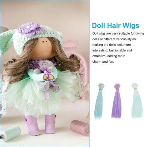 PATIKIL 15CM Doll Hair Wigs, 6 Pcs High Temperature Silk Straight Wig Hair Extension Accessories for Doll Hair Making Kit DIY Handmade, Multicolored in Saudi Arabia
