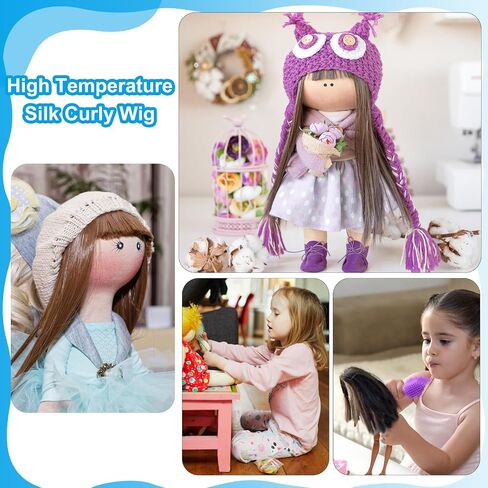PATIKIL 15CM Doll Hair Wigs, 6 Pcs High Temperature Silk Straight Wig Hair Extension Accessories for Doll Hair Making Kit DIY Handmade, Multicolored in Saudi Arabia