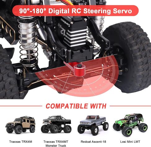 HobbyPark Waterproof for TRX4M Servo 12kg High Torque Aluminum Coreless Motor with Servo Mount Bracket & Arm & Steering Link Set Metal Gear Digital Steering Servo fit 1/18 Crawler Car Upgrades Parts in Saudi Arabia