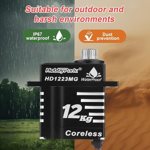 HobbyPark Waterproof for TRX4M Servo 12kg High Torque Aluminum Coreless Motor with Servo Mount Bracket & Arm & Steering Link Set Metal Gear Digital Steering Servo fit 1/18 Crawler Car Upgrades Parts in Saudi Arabia