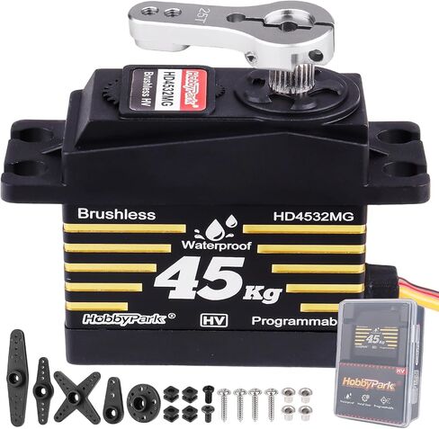 Hobbypark مقاوم للماء 45 كجم عزم الدوران عزم الدوران المحرك 8.4v HV RC Servo Servo Metal Gear Digital Servo مع 25T Servo Horn for 1/8 1/10 1/12 RC Crawler RC Truck RC Robot DIY زاوية 180 ° in Saudi Arabia