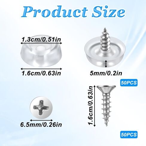 50 Pack Transparent Screw Feet Rubber Pads Cabinet Bumpers Clear Rubber Door Stops with Screws Transparent Rubbers Cutting Board Feet Sound Dampening Non-Slip Bumper Pad for Drawers Door Wall in Saudi Arabia