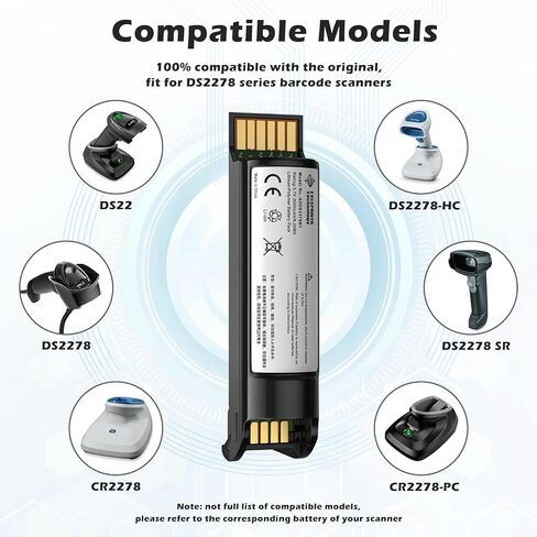 Replacement Battery for Zebra DS2278 DS2208 DS22 CR2278 DS2278-HC DS2278SR CR2278-PC Handheld Barcode Scanner BTRY-DS22EAB0E-00 / BT-000317-01 in Saudi Arabia