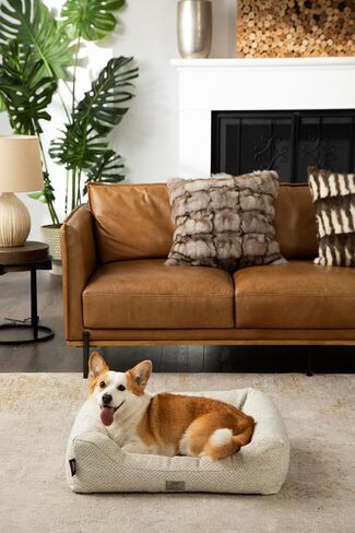 Furry's Paradise Cuddler Waterproof Bolster Pet Bed with Recycled Fibers and Non-Slip Bottom. (Blown Dandelions, Orthopedic Large) in Saudi Arabia