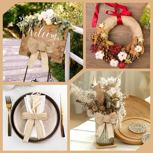 Wired Edge Decorative Ribbon DIY Craft Ribbon for Holiday Garlands Gift Wrapping and Home Decor (Natural Khaki Color, 1inches) in Kuwait