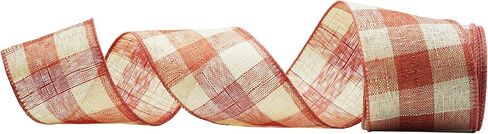 الشريط السلكي ذو اللون الأخضر والبيج المنسوج ، وشريط النسيج المتقلب للحرف DIY ، وأقواس الزهور ، وديكور منزل عيد الميلاد (الأخضر والبيج) in Kuwait