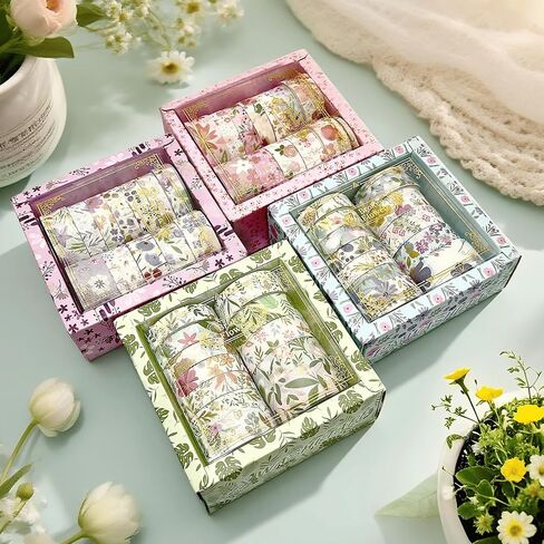 Floral Gilding Decorative Washi Tape Set,48 Rolls,Colorful Craft Tape for Journaling,DIY Crafts,Scrapbooking (Pin+Purple+Green+Blue) in Saudi Arabia