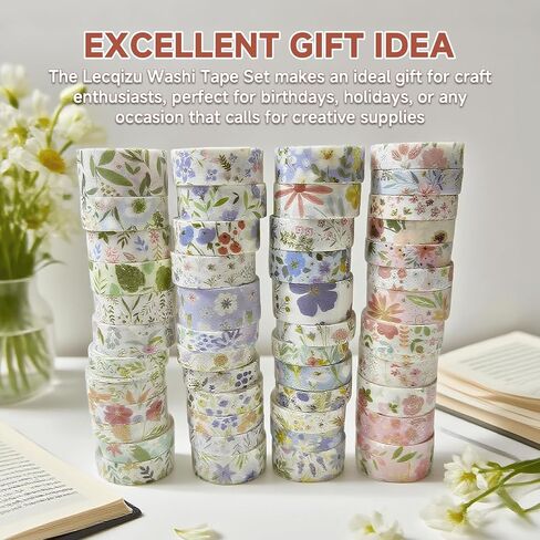 Floral Gilding Decorative Washi Tape Set,48 Rolls,Colorful Craft Tape for Journaling,DIY Crafts,Scrapbooking (Pin+Purple+Green+Blue) in Saudi Arabia