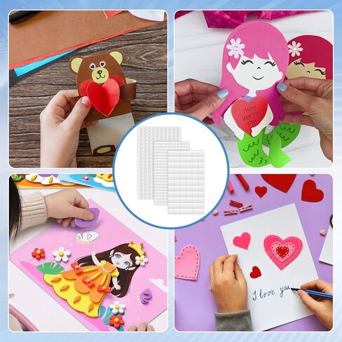 9 Sheets 1590Pcs Double Sided Foam Squares for Crafts, Self Adhesive Precut Round Circle Dots Square Foam Tape for DIY Arts Crafts（3 Sizes） in Saudi Arabia
